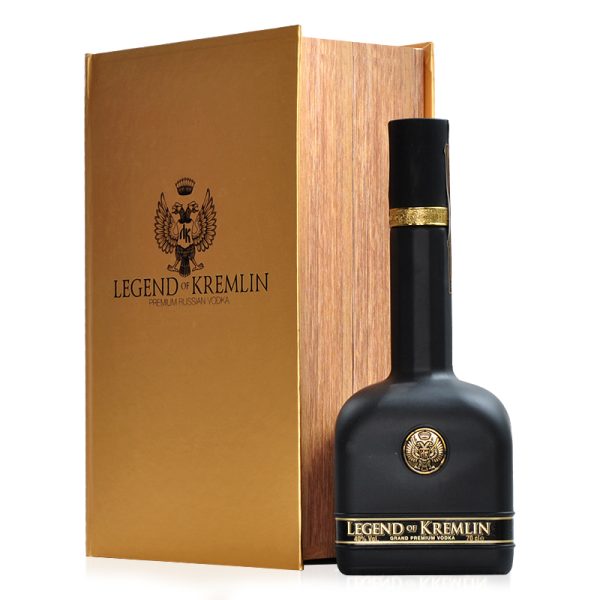 #407 Legend of Kremlin Premium Russian Vodka BLACK BOTTLE-GOLD BOOK 40% Vol. 0,7l